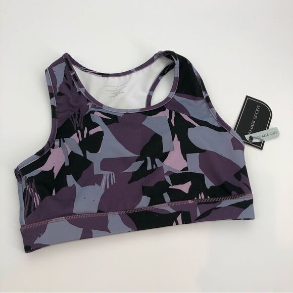 New Tahari Sports Bra Abstract Purple Size Small NWT - Picture 1 of 7